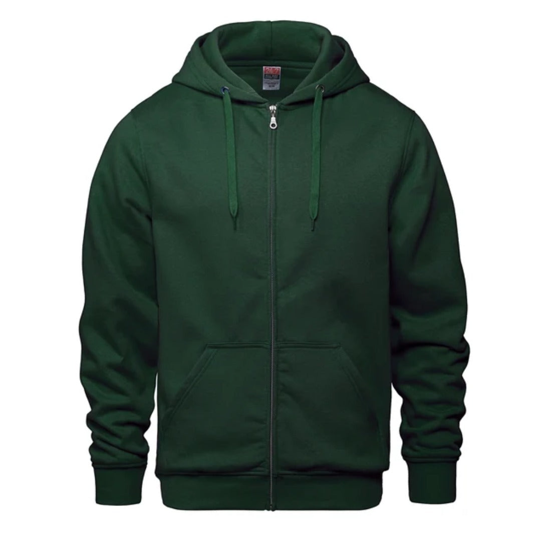 Cotton Fleece Full Zip Hoodie — Dark Green