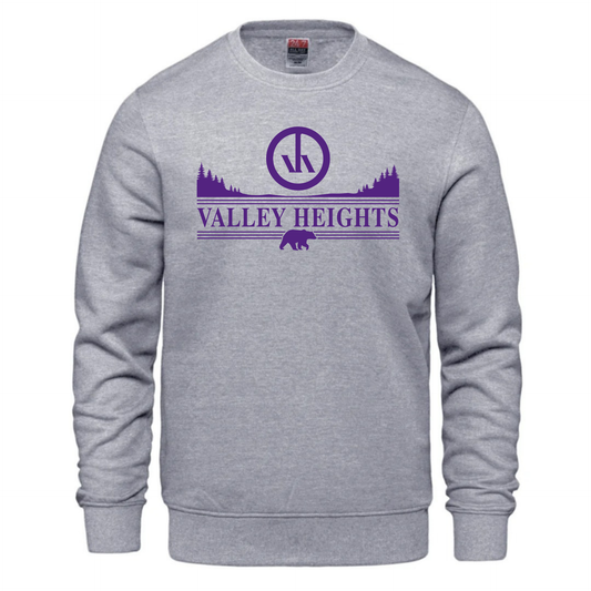 Valley Heights Cotton Fleece Crewneck - Light Grey