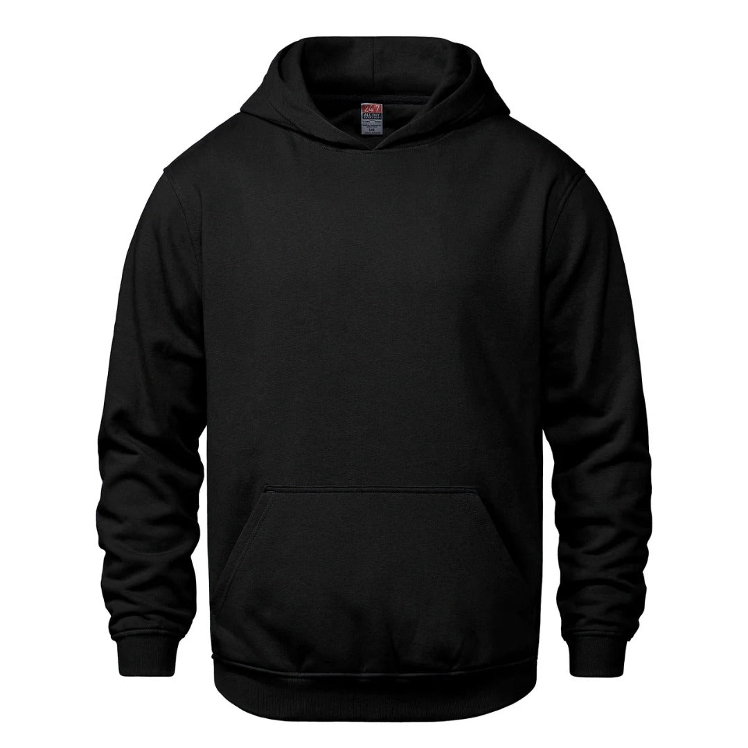 Cotton Fleece Hoodie - Youth — Black