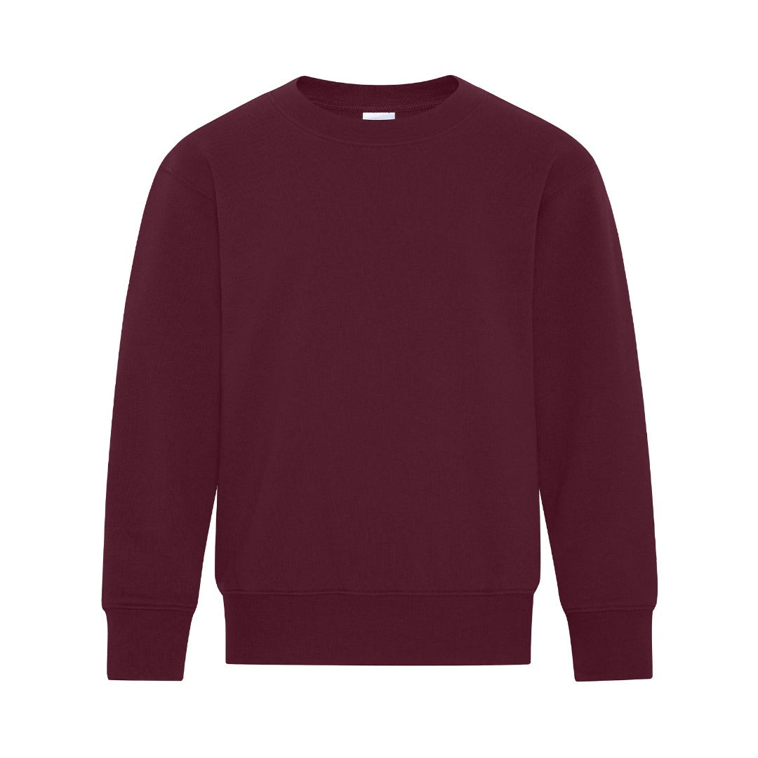 Cotton Fleece Crewneck - Youth — Maroon