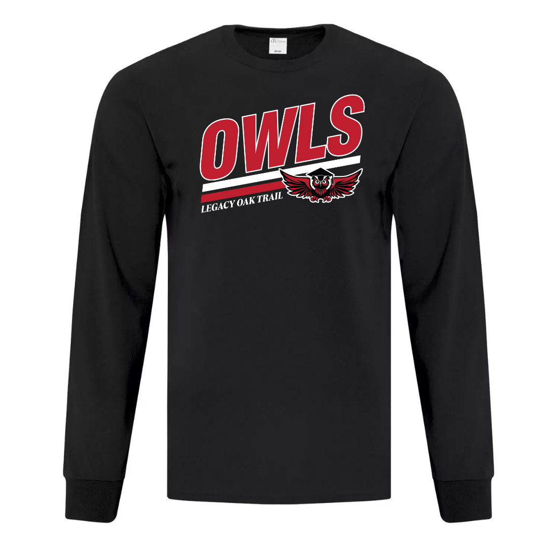 Cotton Longsleeve - Owls Logo - Youth