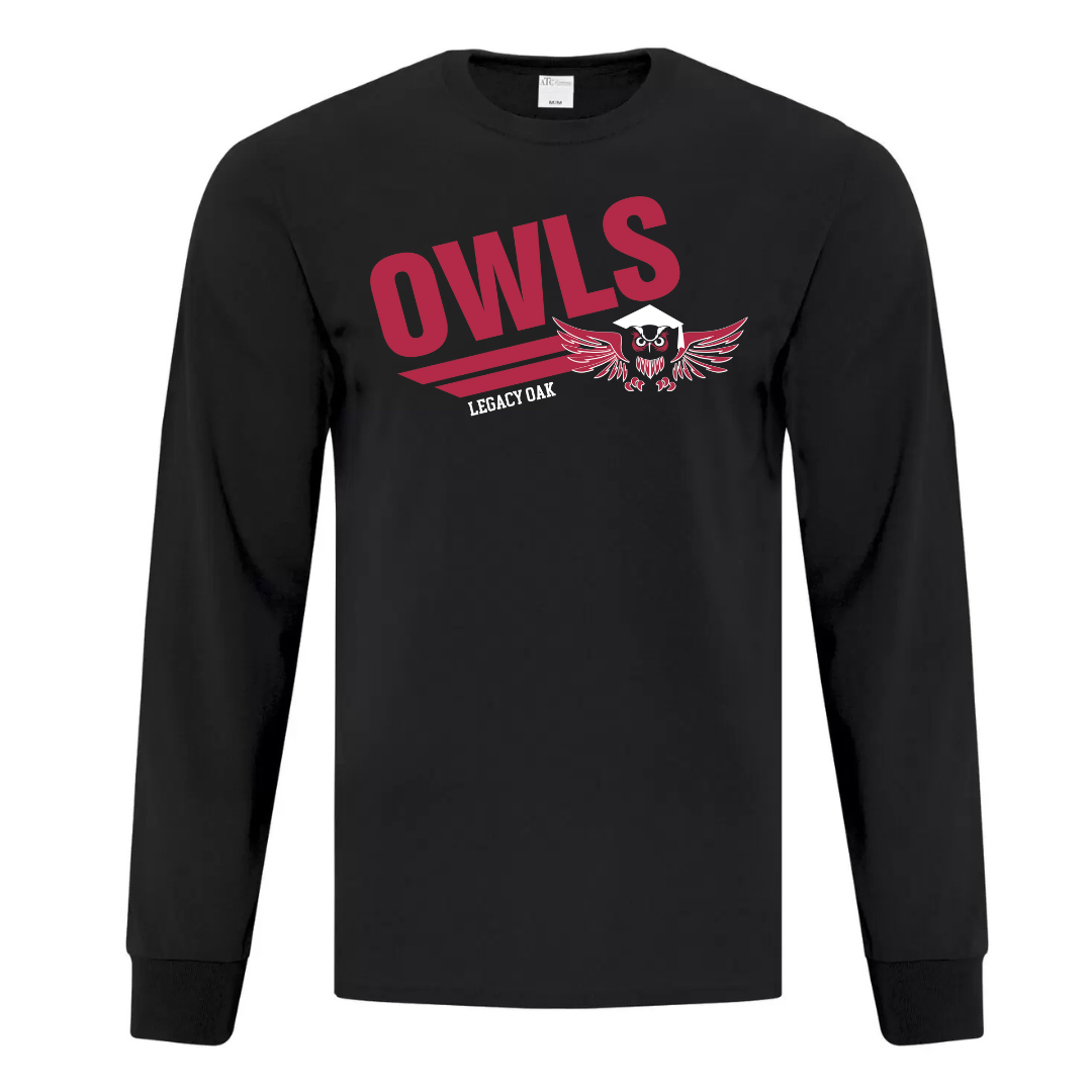 Cotton Longsleeve - Owls Logo - Youth