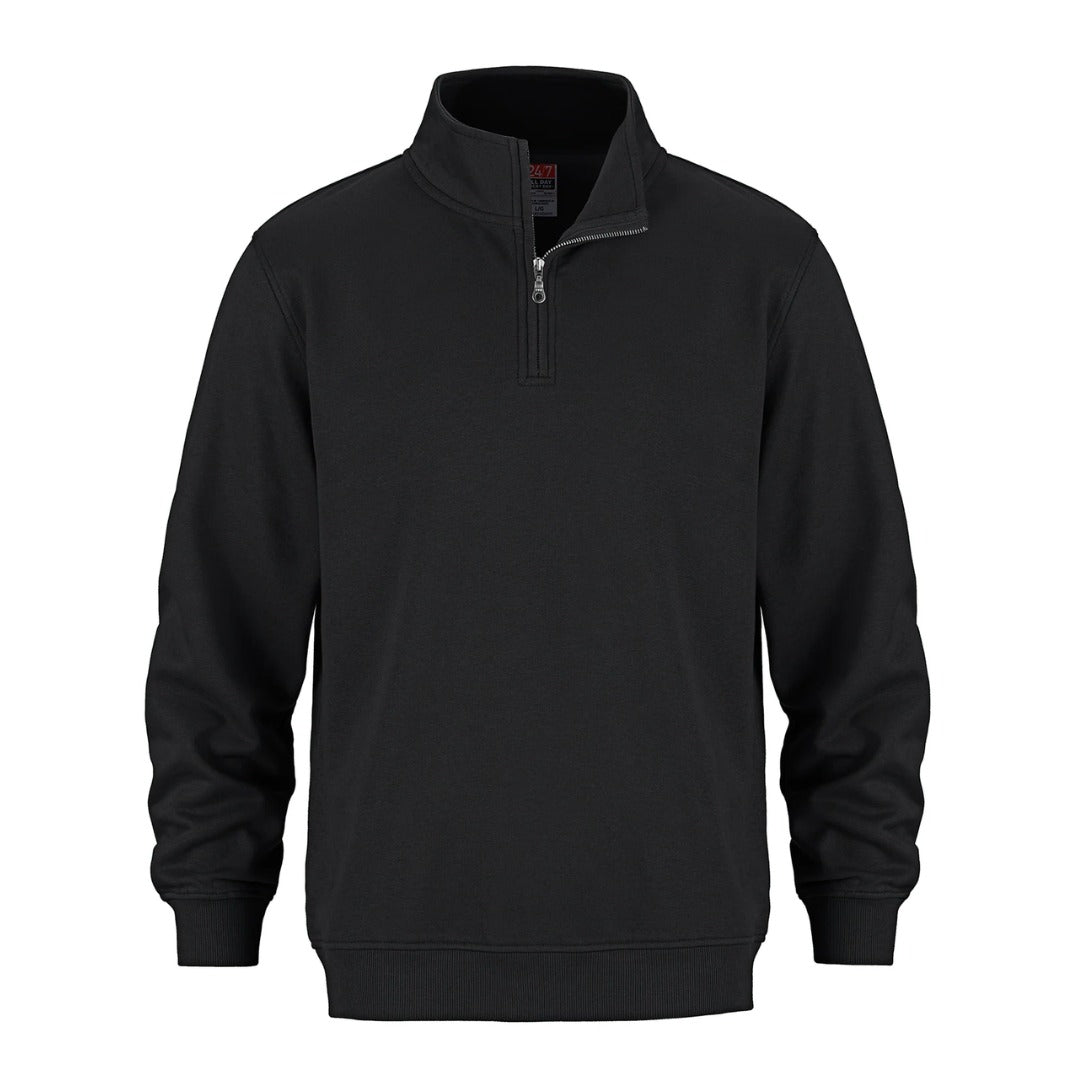 Cotton Fleece 1/4 Zip — Black