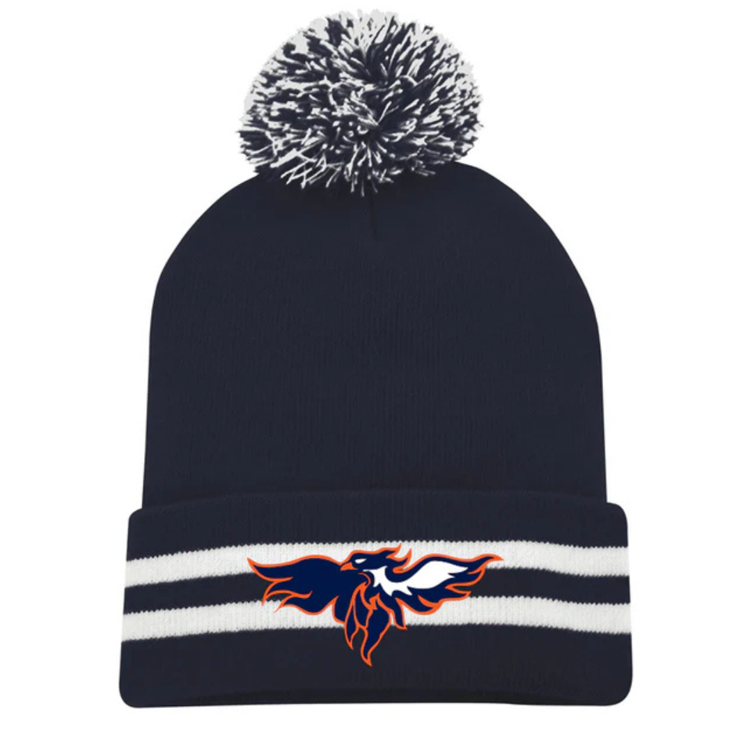 Striped Cuffed Pom Toque