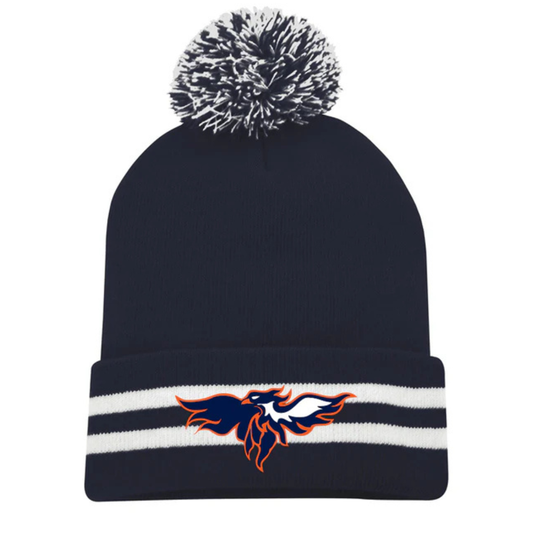 Striped Cuffed Pom Toque