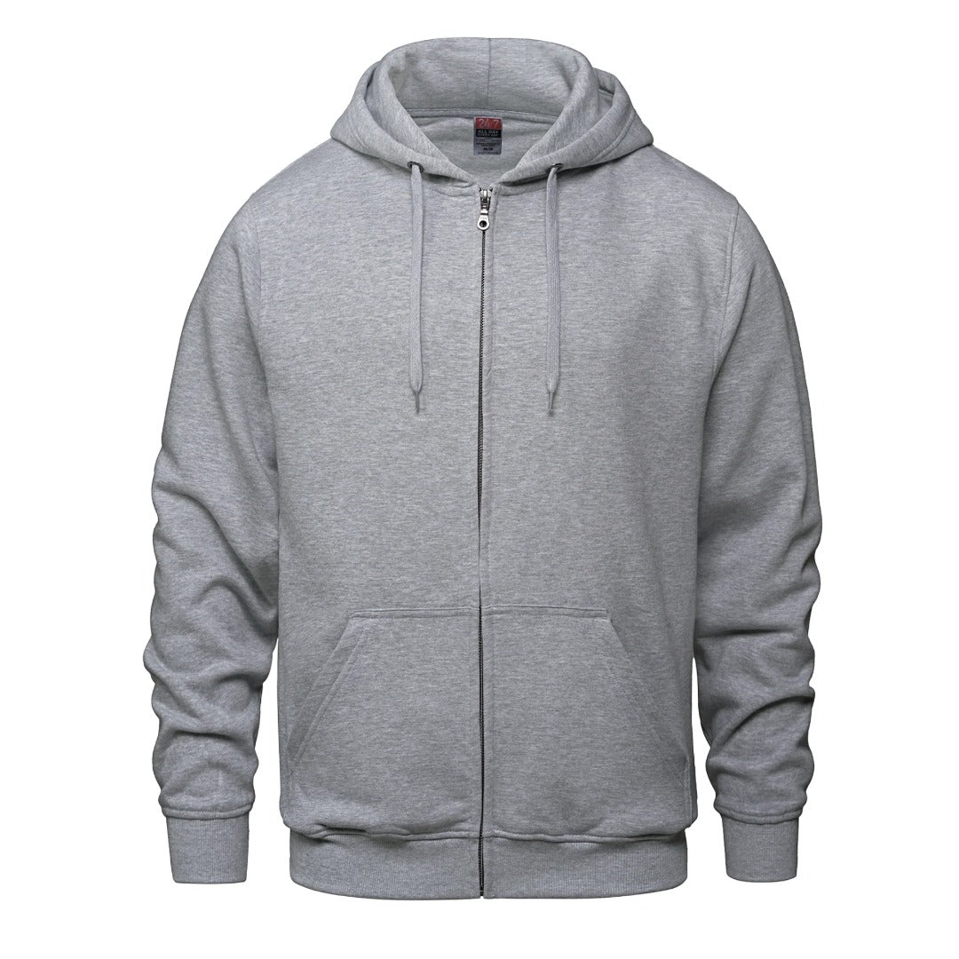 Cotton Fleece Full Zip Hoodie - Youth — Light Grey