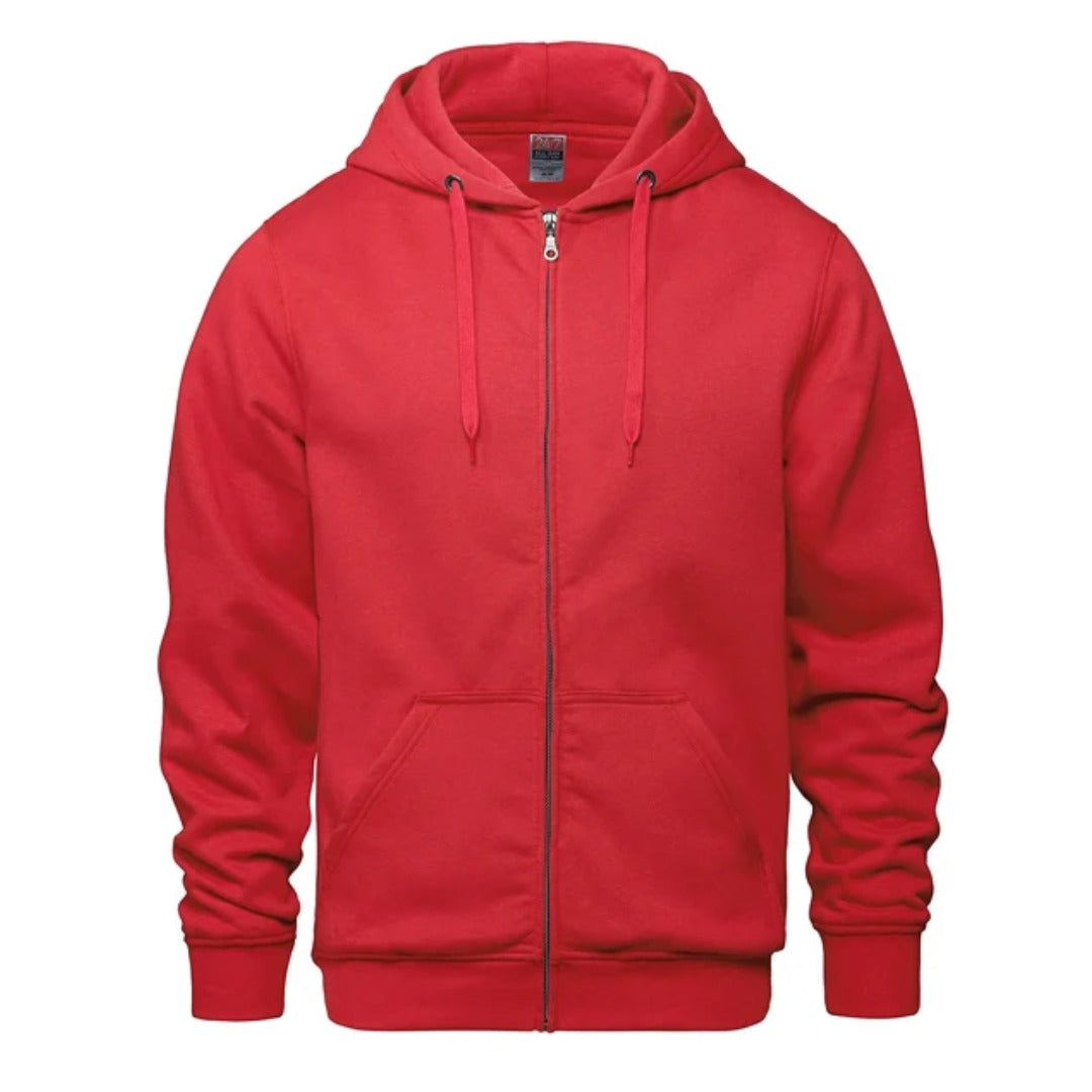 Cotton Fleece Full Zip Hoodie — Red