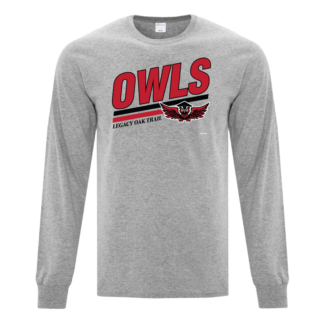 Cotton Longsleeve - Owls Logo - Youth