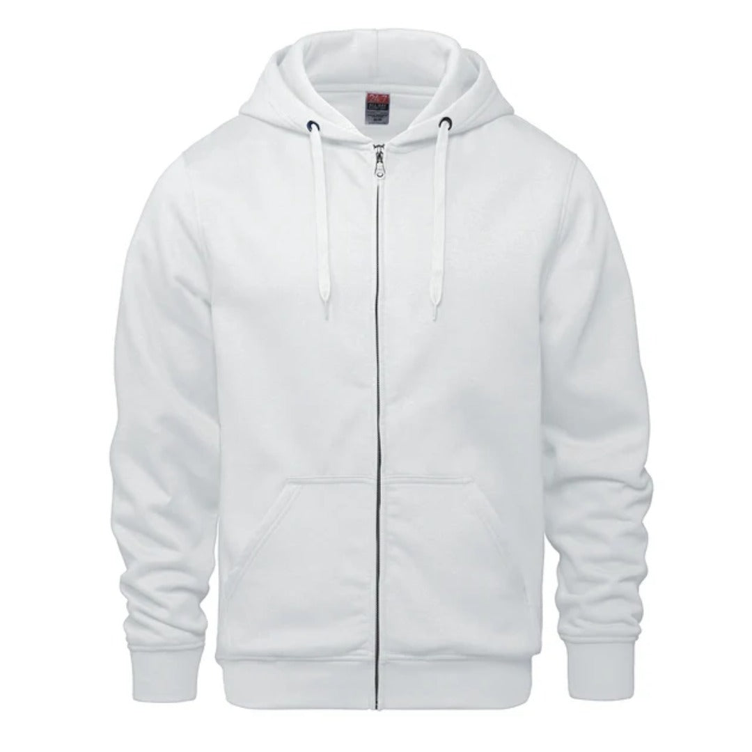Cotton Fleece Full Zip Hoodie — White