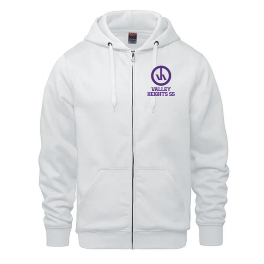 Valley Heights Cotton Fleece Full Zip Hoodie - White