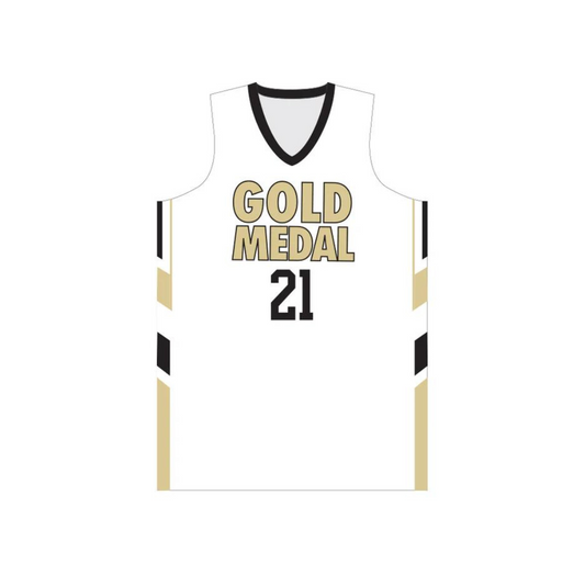 White Custom Gold Medal Basketball Jersey - Youth