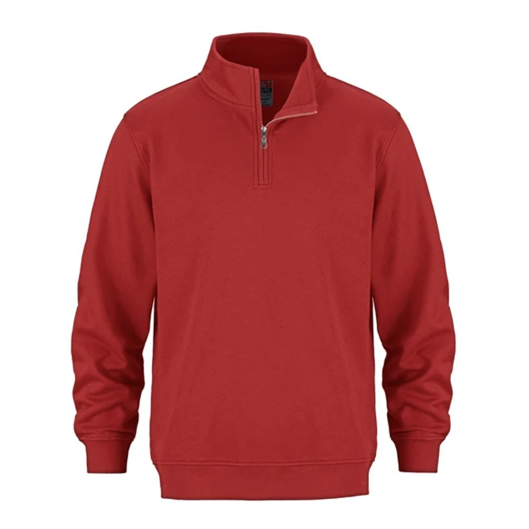 Cotton Fleece 1/4 Zip — Red