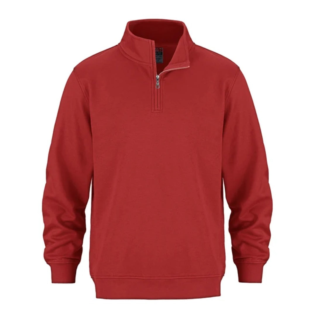 Cotton Fleece 1/4 Zip - Youth — Red