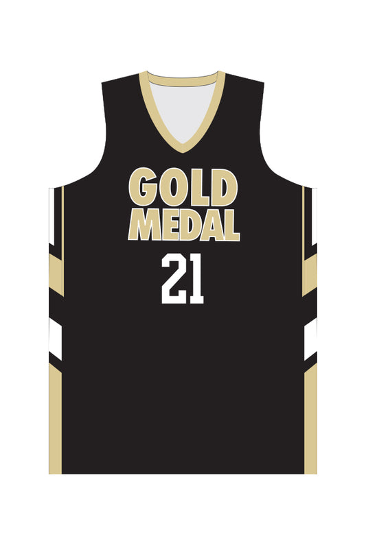 Black Custom Gold Medal Basketball Jersey